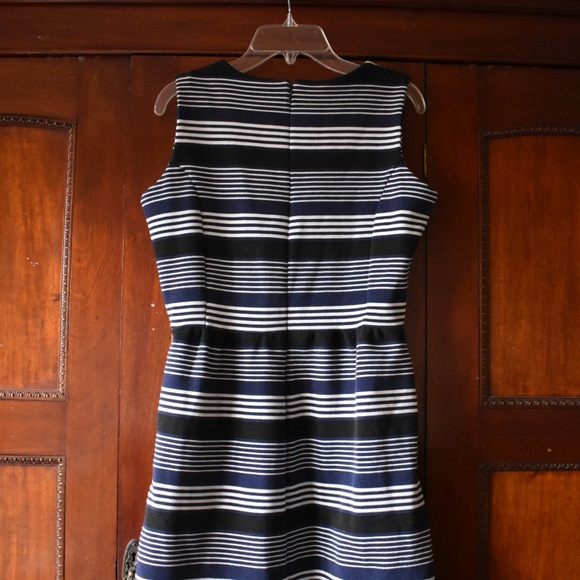 Madewell Navy and White Stripe Dress with Pockets - Picture 3 of 7